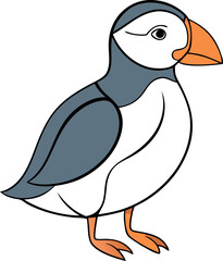 Puffin Bird Line Drawing Vector for Graphic Design