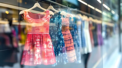 Dress, Dresses, Fashion, Dresses on Display in Modern Boutique Window
