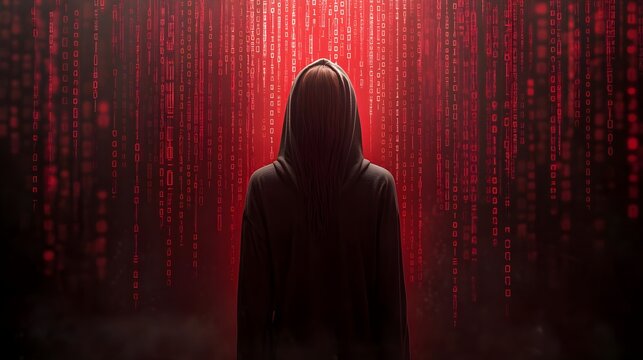 Hacker, Anonymous, Hooded figure, Anonymous Hacker in Digital Rain