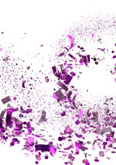 A vibrant image of purple confetti exploding, perfect for celebratory designs.