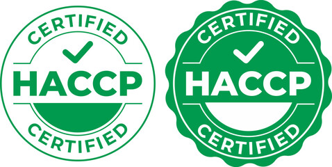 Fototapeta premium HACCP Certified Logo – Food Safety System Badge, Label, and Icon in Green & Gold Flat Vector Illustration