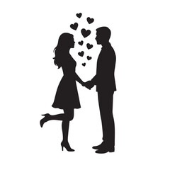 Romantic Silhouette of a Couple Holding Hands