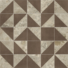 Modern seamless geometric pattern with natural textures: marble, wood, stone, cement, terrazzo. Ideal for interior design, wallpaper, packaging, textiles, tiles, and parquet flooring.