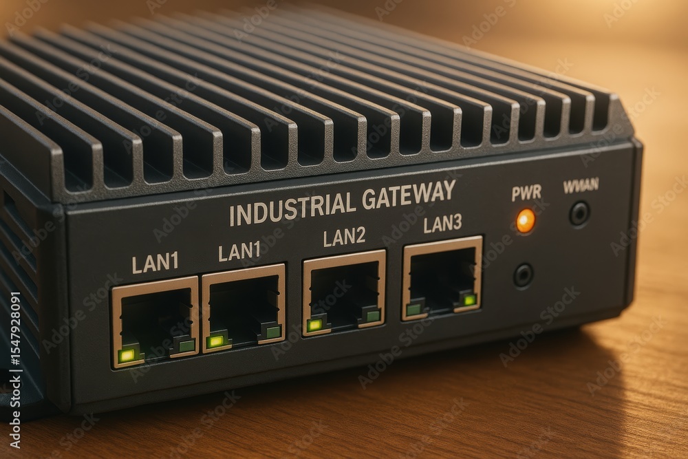 Poster industrial gateway with multiple ethernet ports for network connectivity and device integration