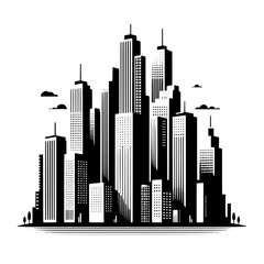 Black and White Vector of a City Skyline