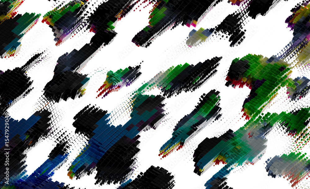 Poster Abstract Colorful 3D Cube Blocks Pattern Texture Background