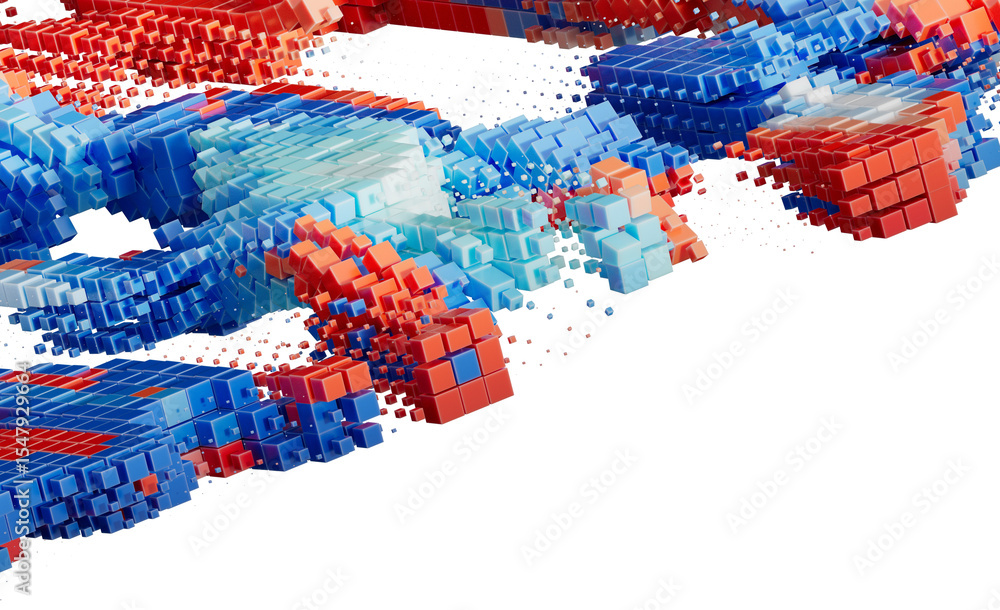 Poster Abstract 3D Cube Blocks Digital Data Flow