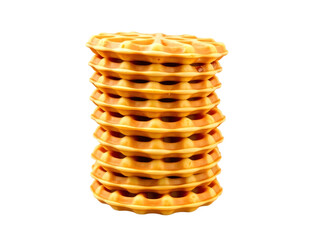Delicious waffles stacked isolated on transparent background