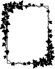 Decorative square ivy wreath silhouette featuring climbing vines and lush leaves forming a natural border. Perfect for vintage, botanical, or seasonal design elements.
