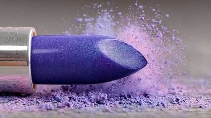 Purple Lipstick Explosion with Makeup, Cosmetic, and Beauty.