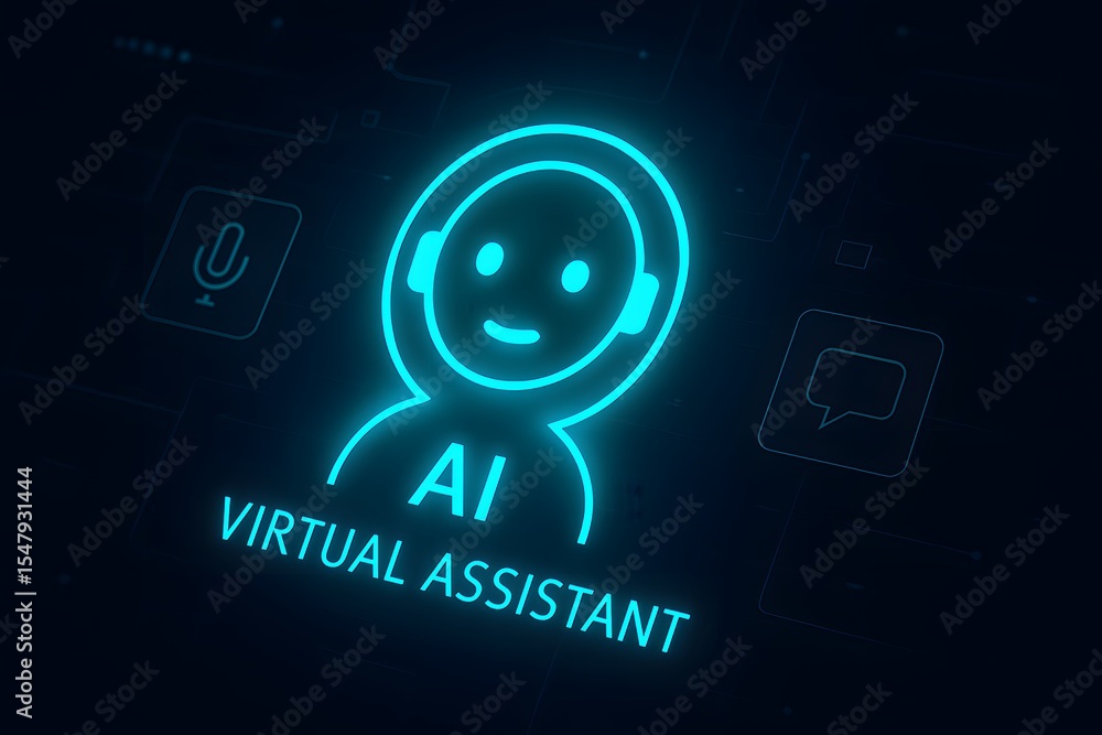 Aufkleber futuristic virtual assistant icon with ai technology design