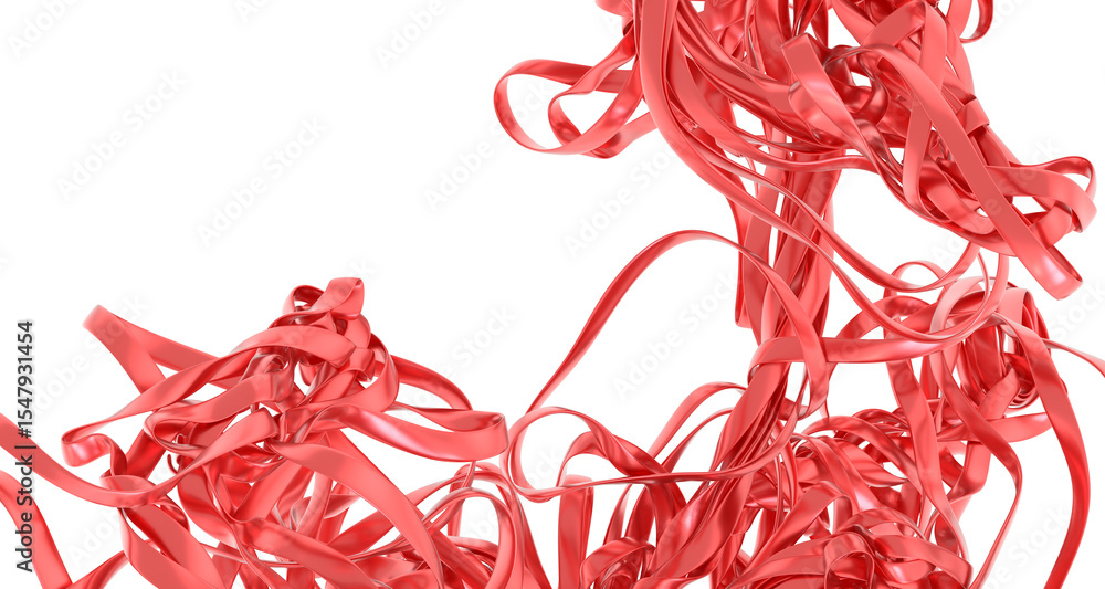 Poster abstract red ribbon swirls background
