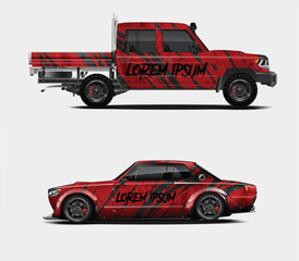 Red and Black Graphic Car and Truck Mockups