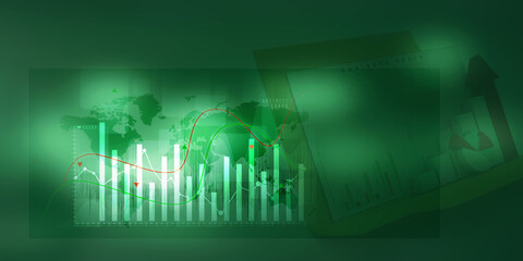 2d illustration Stock market online business concept. business Graph 