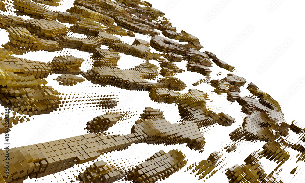 Aufkleber 3d rendering of an abstract gold cube wave. perfect for technology, data, and luxury concepts.