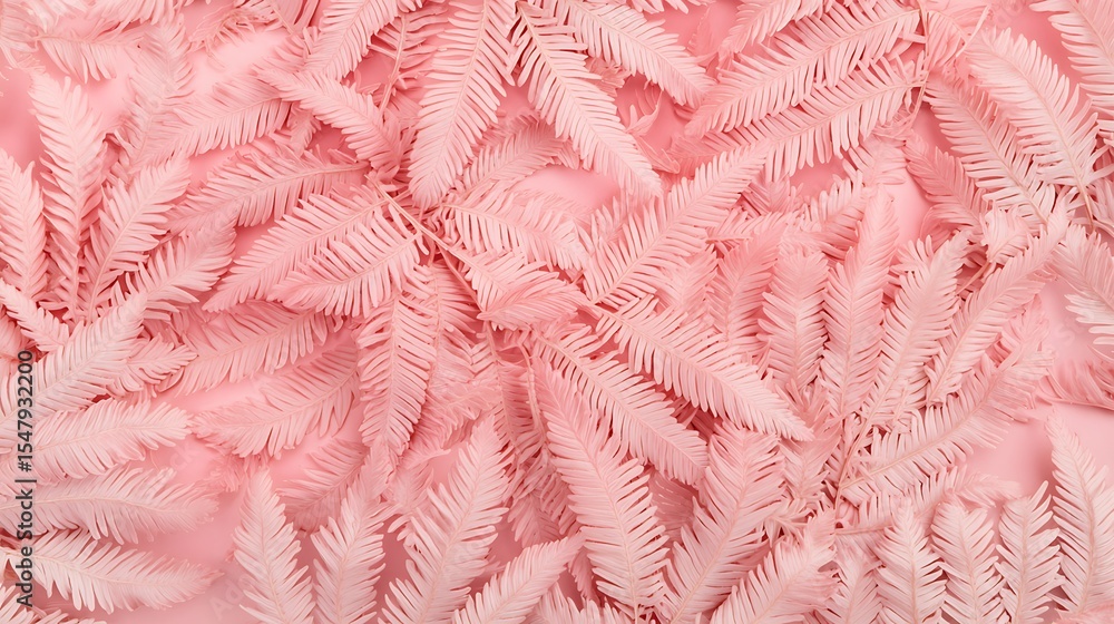 Poster pink-tinted fern leaves layered densely, creating a textured and visually soft natural pattern.