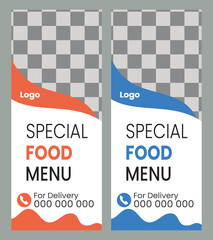  Modern delicious food and restaurant roll up banner design vector 
