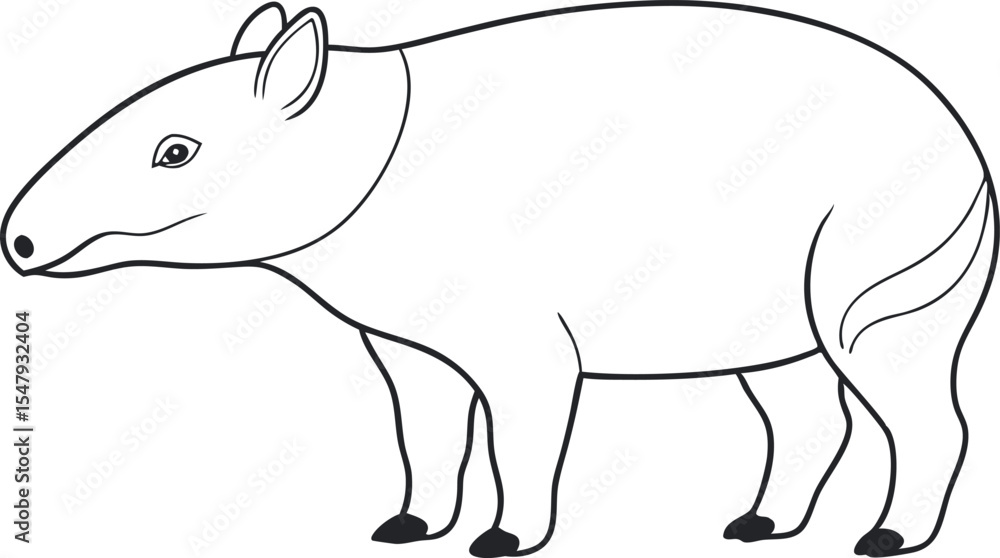 Poster minimal tapir line drawing vector art design