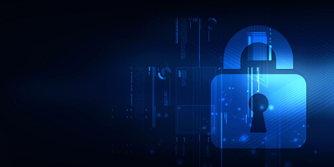 2d illustration Safety concept: Closed Padlock on digital background