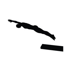 Silhouette of a Diver Leaping from a Diving Board
