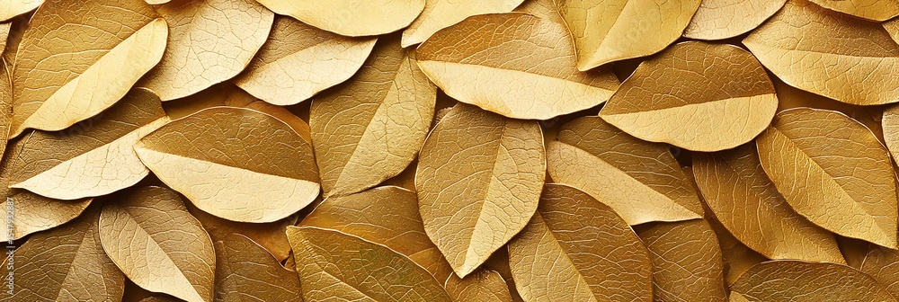 Poster a close-up view of overlapping dry, brown leaves with detailed veins and textures, creating a natura