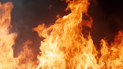 Dynamic flames dance in the dark, showcasing the power and beauty of fire as it illuminates the surroundings with its warm glow.