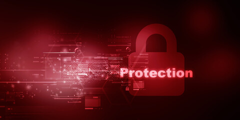 2d illustration Safety concept: Closed Padlock on digital background
