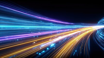 Obraz premium Abstract AI Data Stream Background: Futuristic Glowing Circuit Network for Fast Communication Technology 