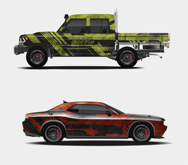 Custom Car Wraps Design for Pickup Truck and Sports Car
