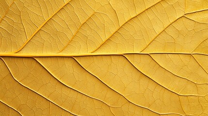 Close-up of a yellow leaf showing detailed veins and texture, highlighting natural patterns and autumn colors.