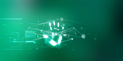 2d Illustration Fingerprint Scanning Technology Concept 
