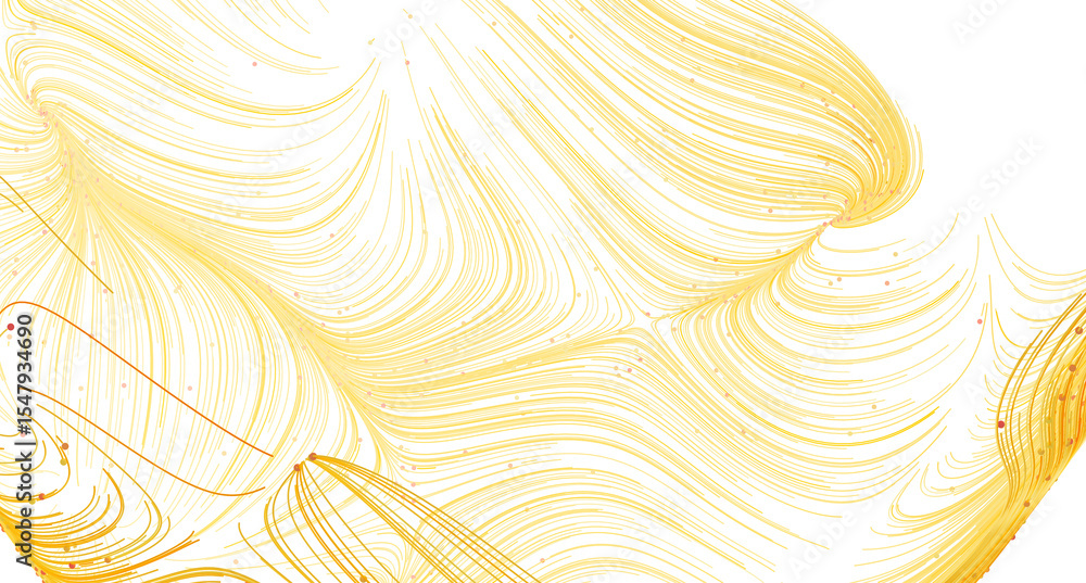 Aufkleber Elegant gold lines swirl in an abstract wave pattern. Perfect for backgrounds or design elements.