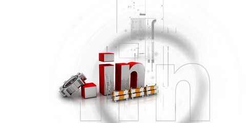 3d rendering dot IN with gear