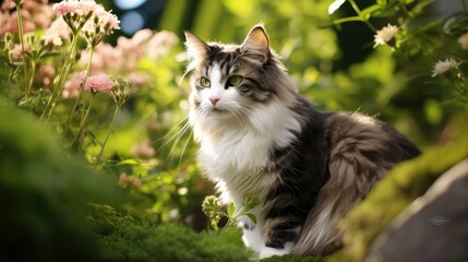 Obraz premium garden black and white cats