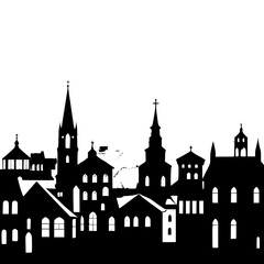 silhouette of the church