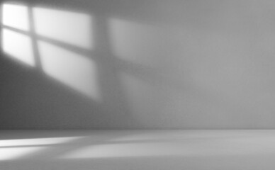 Window light shadow overlay sunlight on Concrete Wall room Interior background and Reflection floor perspective, Product Display Design backdrop Background