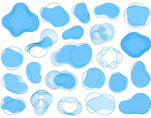 Blue Blob Illustration Pack. Collection of cool blue vector blobs with soft lines and outlined edges. Great for abstract compositions, modern branding,blob, bubble, smooth, abstract, illustration, 