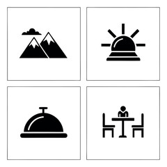 Fototapeta premium Four simple black icons isolated on white background