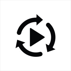 Replay icon. Replay video button symbol. Repeat icon. Replay video button icon Isolated on white background.