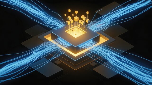 Data Processing Event Digital Circuit Abstract Illustration High-Tech Environment Close-Up View Concept of Innovation and Connectivity