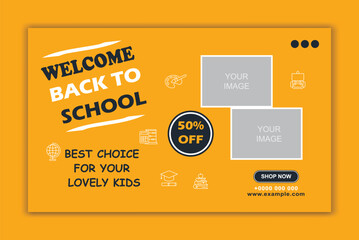 Welcome Back to School Promotion Cover Banner with Discount Offer