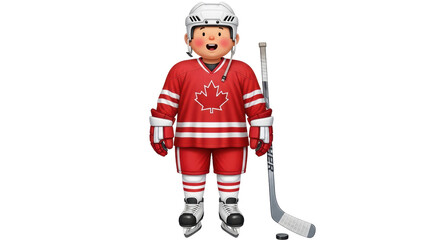 Isolated Cartoon Hockey Player