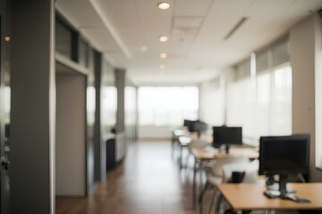 Abstract blurred office interior room. blurry working space with defocused effect. use for...