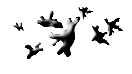 Obraz premium Abstract Shapes in Motion: A compelling black and white abstract composition, depicting organic forms in a state of dynamic movement, suggesting growth and transformation.