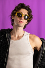 Stylish Young Man in Gold Sunglasses