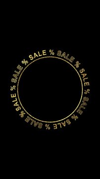 sale text circle border frame loop alpha channel animation, black friday mega sale and big promotion overlay vertical social media motion design element	