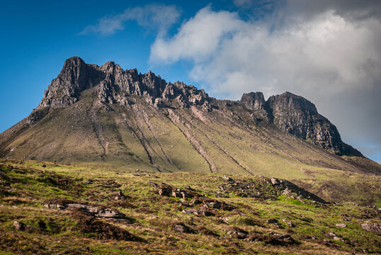 A summer HDR image of Stac Pollaidh, a popular mountain in the Inverpolly Nature reserve, Wester Ross, Scotland.