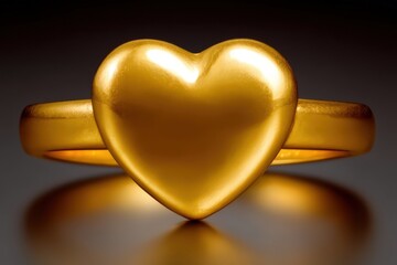 A stunning gold heart-shaped ring showcasing exquisite craftsmanship and elegance reflecting true love and commitment complemented by a sophisticated light setting for timeless romance