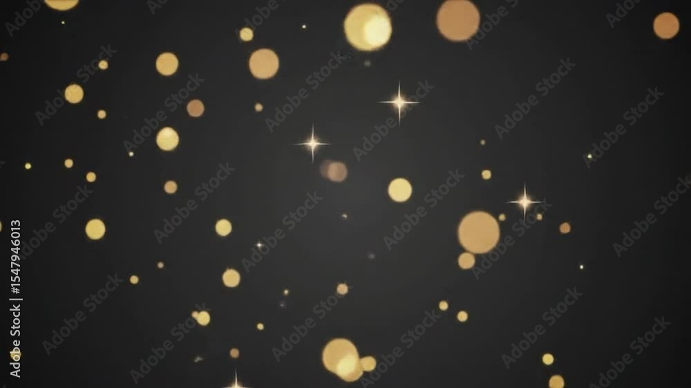 Poster elegant gold bokeh and sparkling stars animation on a dark background for event announcements and ce