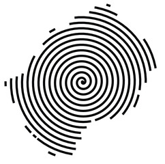 Abstract map of Lesotho showing the country with a black spiral line